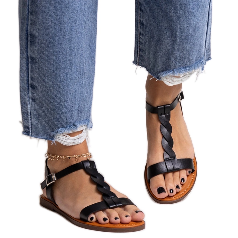 Sandalias planas Amaranto negro