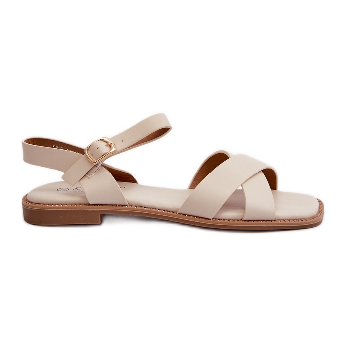 Sandalias Planas de Mujer Fabricadas en Piel Ecológica S.Barski KV27-003 Beige