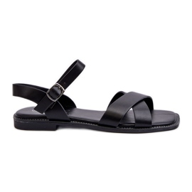 Sandalias Planas de Mujer Fabricadas en Piel Ecológica S.Barski KV27-003 Negro