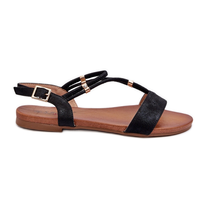 Sandalias Planas Mujer Con Tiras S.Barski KV27-010 Negro
