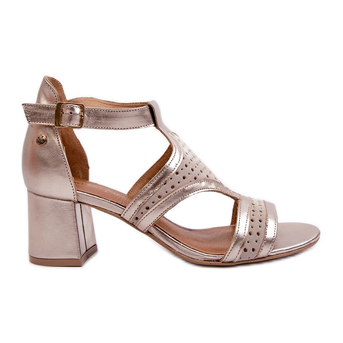 Sandalias Mujer Piel Tacón Alto Maciejka 06459-25 Beige y Dorado