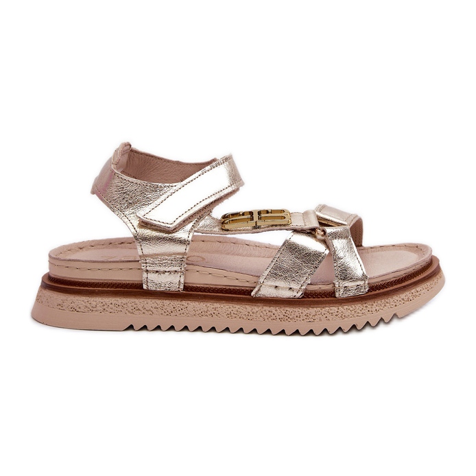 Zazoo 50103 Sandalias Mujer Piel con Plataforma, Dorado
