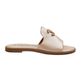 Chanclas Mujer Elegantes Brillantes Con Decoración S.Barski KV27-050 Dorado