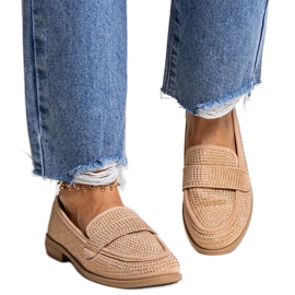 Mocasines marrones con pedrería de Mogha beige