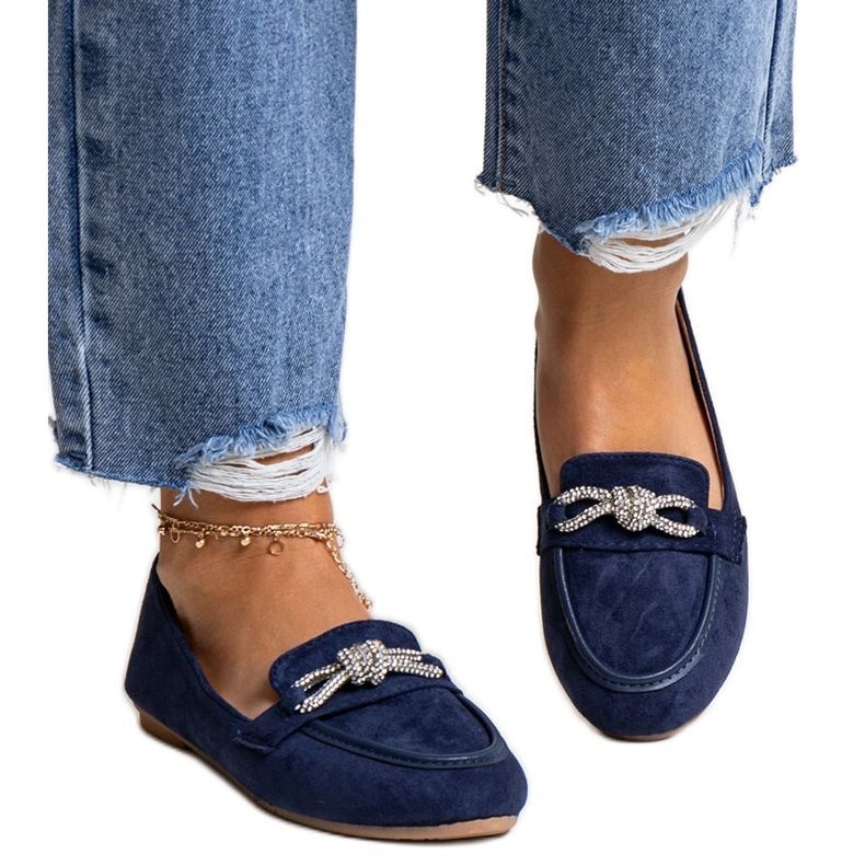 Mocasines azul marino con decoración Jabira brillante