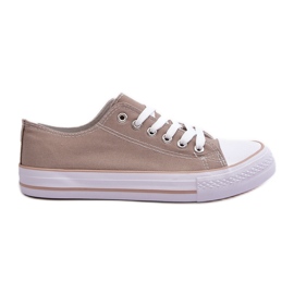 Zapatillas bajas clásicas de material para mujer Beige oscuro Lennabella