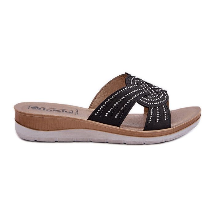 Chanclas de Mujer Cómodas con Circonitas Inblu BV000037 Negro