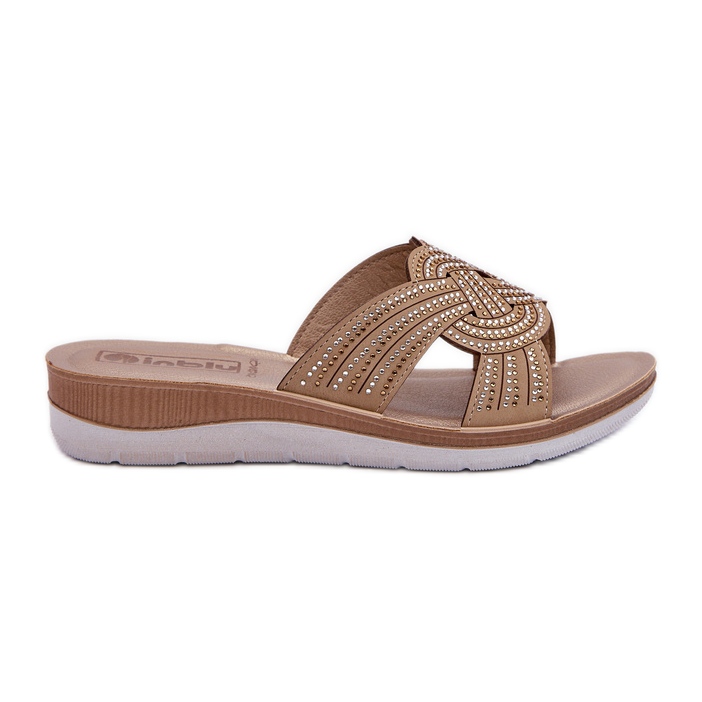 Chanclas de Mujer Cómodas con Circonitas Inblu BV000037 Beige