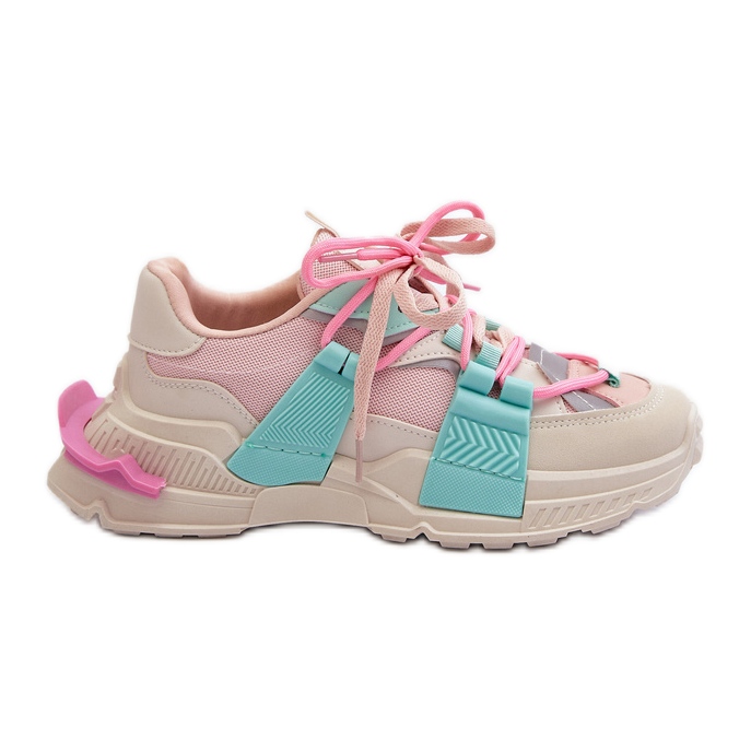 Zapatos deportivos de moda con cordones para mujer ¡Rosa-Menta Chillout! beige