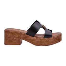 Zazoo 40412 Chanclas Mujer Elegantes De Piel Con Adorno Dorado, Negro