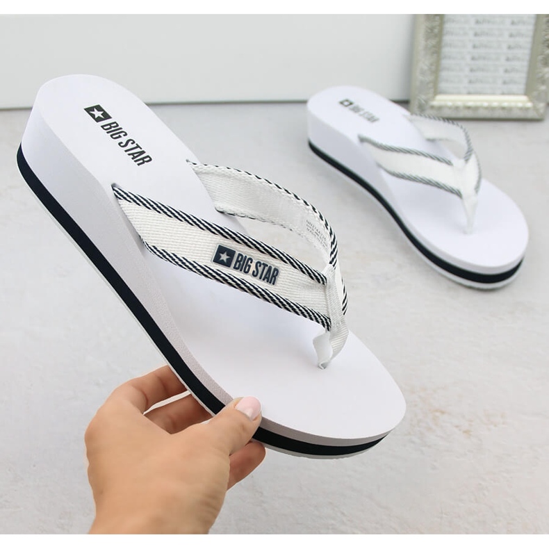 Chanclas de cuña para mujer, blanco Big Star NN274A726