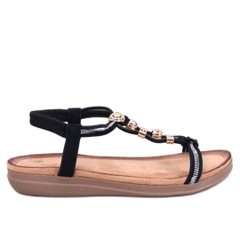 Isabey Sandalias negras decoradas con circonitas. negro