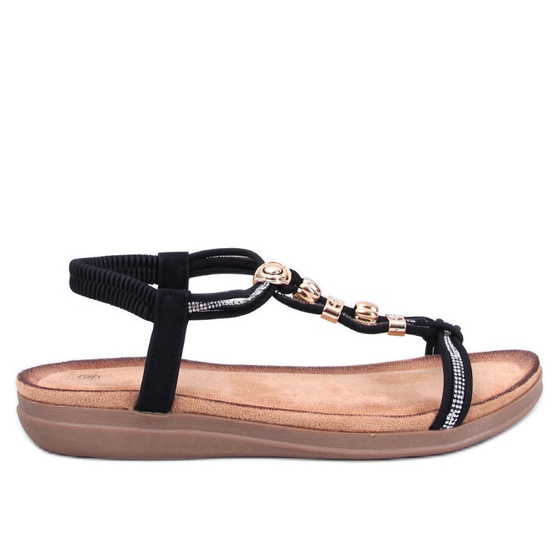 Isabey Sandalias negras decoradas con circonitas. negro