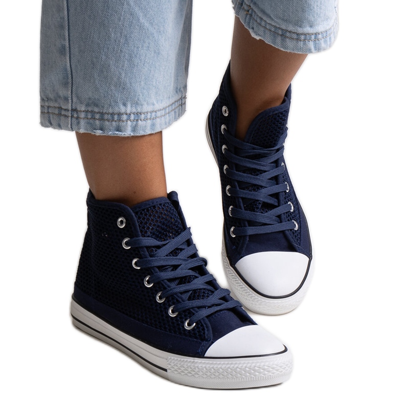 Bez marki Zapatillas altas caladas azul marino de Madala