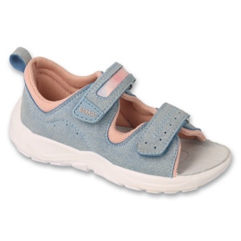 Sandalias infantil befado con aplicación de piel 721P014 azul y rosa
