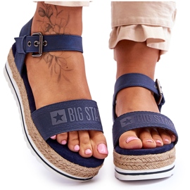 Sandalias Cómodas De Mujer Con Plataforma Big Star LL274869 Azul Marino