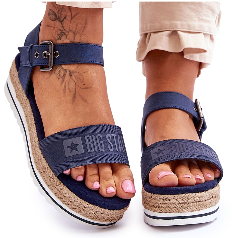 Sandalias Cómodas De Mujer Con Plataforma Big Star LL274869 Azul Marino