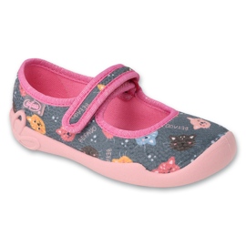 Pantuflas infantiles befado 114X537 gris y rosa con dragones