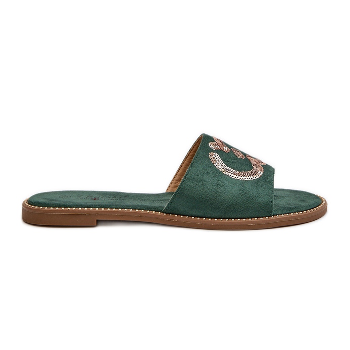 Chanclas Mujer Planas Con Lentejuelas S.Barski KV27-052 Verde