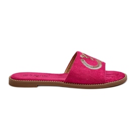 Chanclas Mujer Planas Con Lentejuelas S.Barski KV27-052 Fucsia rosa