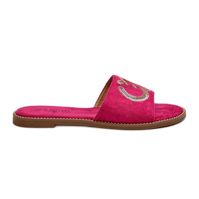 Chanclas Mujer Planas Con Lentejuelas S.Barski KV27-052 Fucsia rosado