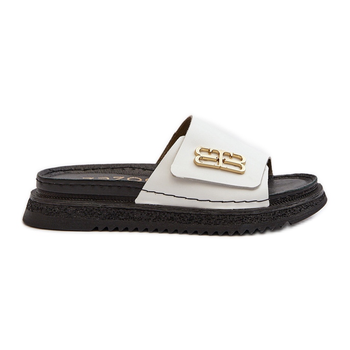 Zazoo 50101 Chanclas Mujer Piel Con Plataforma, Blanco