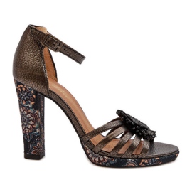 Sandalias De Mujer Con Tacón Alto Con Decoración Maciejka 06620-20 Grafito gris