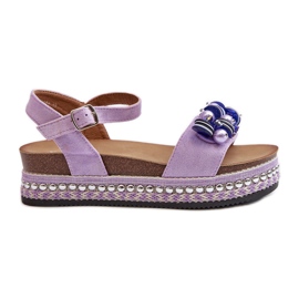 Sandalias De Mujer Con Cuña Y Plataforma Con Adornos S.Barski HY056 Morado púrpura
