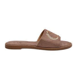 Chanclas Mujer Planas Con Lentejuelas S.Barski KV27-052 Marrón