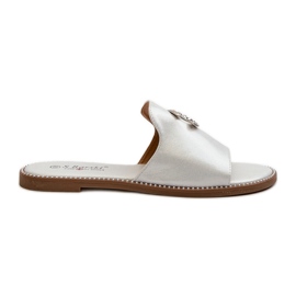 Chanclas Mujer Elegantes Brillantes Con Decoración S.Barski KV27-050 Plata