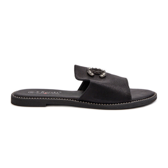 Chanclas Mujer Elegantes Brillantes Con Decoración S.Barski KV27-050 Negro