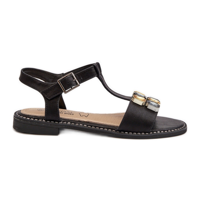 Sandalias Mujer Elegantes Con Detalles Decorativos S.Barski KV27-030 Negro