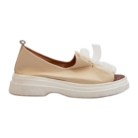 Zazoo 2939 Sandalias Mujer Piel Con Lazo, Beige Claro