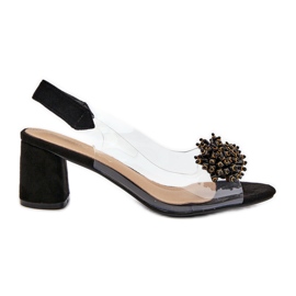 Sandalias De Mujer De Tacón Alto Con Parte Superior Transparente, Negro Aleola