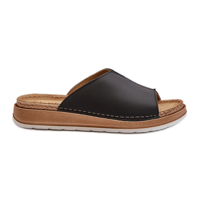 Chanclas de Mujer Cómodas Fabricadas en Piel Ecológica Inblu GS0003I1 Negro