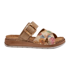 Chanclas de Mujer Cómodas con Hebilla de Flor Inblu GS000051 Marrón