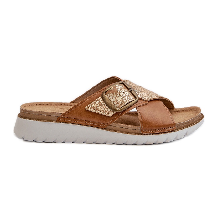 Chanclas Mujer Comodas Con Hebilla Inblu CN000032 Camel marrón