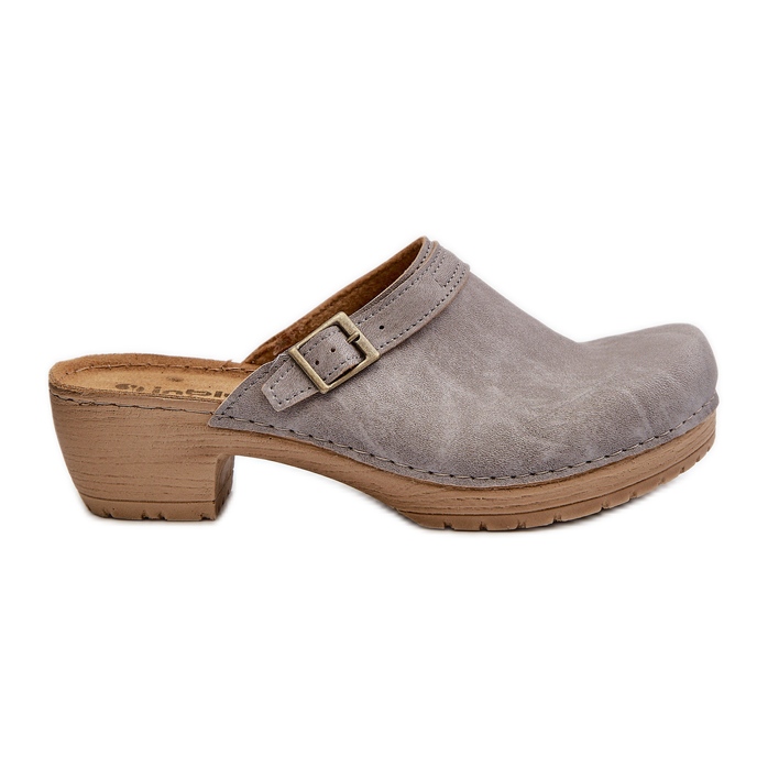 Zuecos Tacón Bajo Mujer Inblu BL000004 Gris