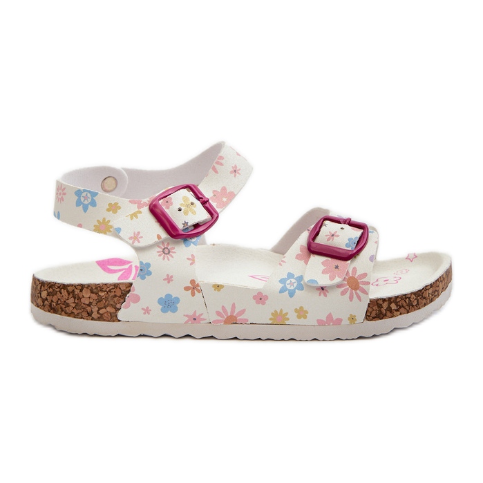 Sandalias infantiles con flores y hebillas, blanco Memoria Sandalias infantiles con flores y hebillas, blanco Memoria