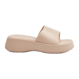 Chanclas de Mujer con Plataforma y Cuña, Beige Claro Vimarils