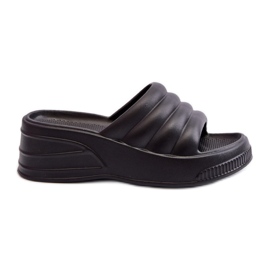 Chanclas ligeras de espuma para mujer con cuña y plataforma, Negro Tendrea