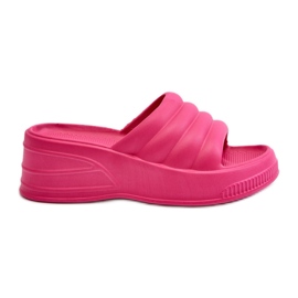 Chanclas ligeras de espuma para mujer con cuña y plataforma, Fucsia Tendrea rosa