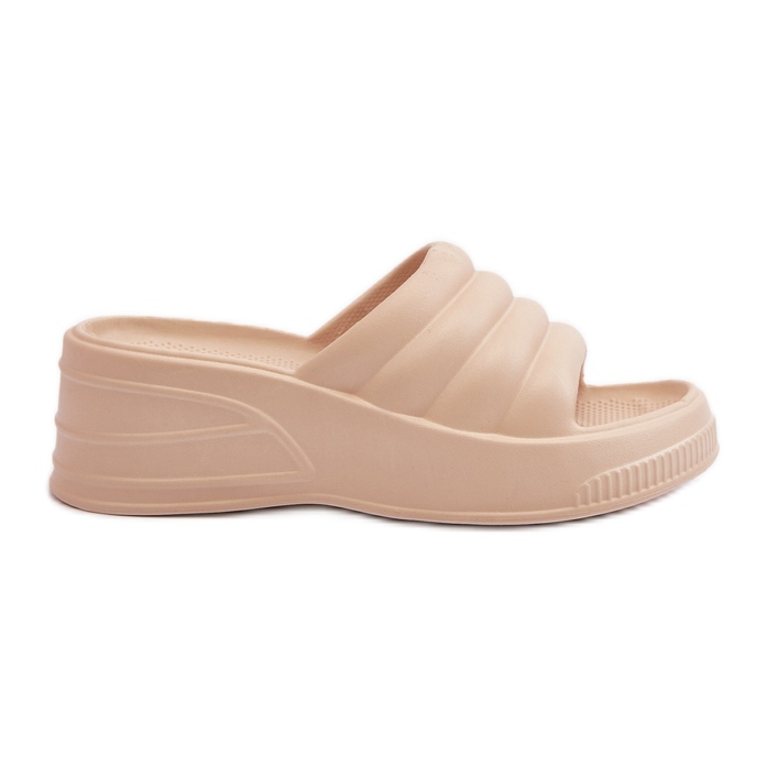 Chanclas de mujer ligeras de espuma con cuña y plataforma beige Tendrea