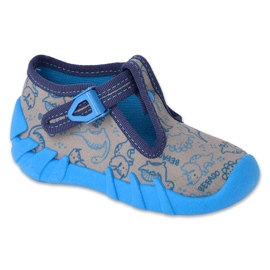 Pantuflas infantiles befado con cierre 110N497, gris y azul Pantuflas infantiles befado con cierre 110N497, gris y azul