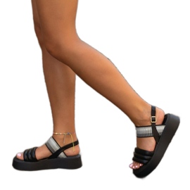 Sandalias de plataforma negras confeccionadas en ecopiel Hada negro