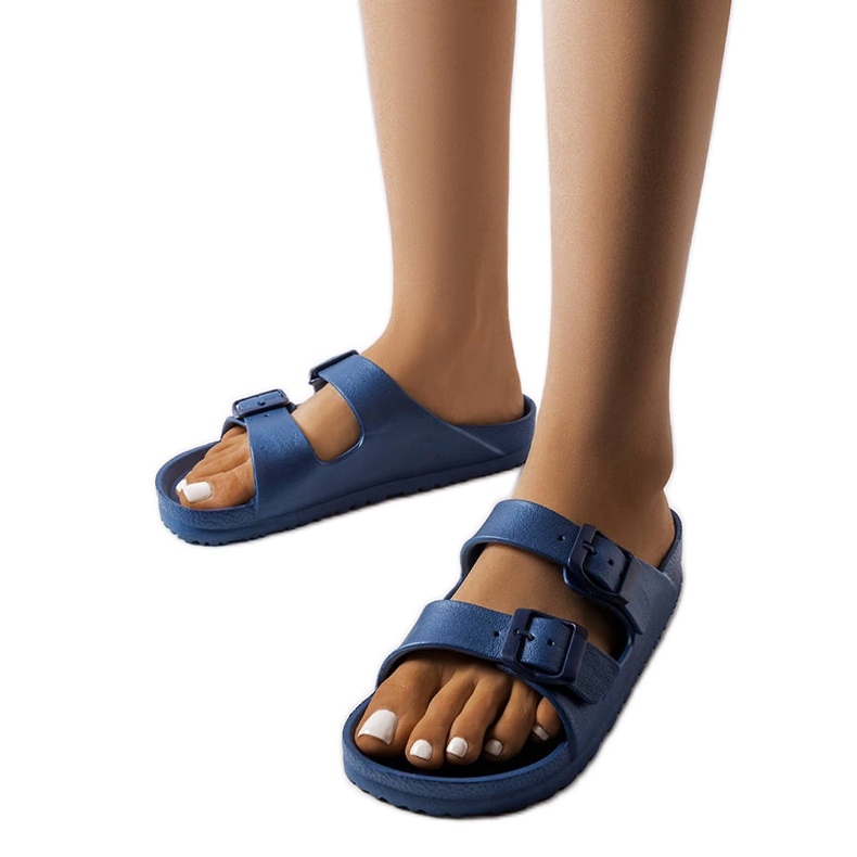 Chanclas de goma azul marino con hebillas Eugene Chanclas de goma azul marino con hebillas Eugene