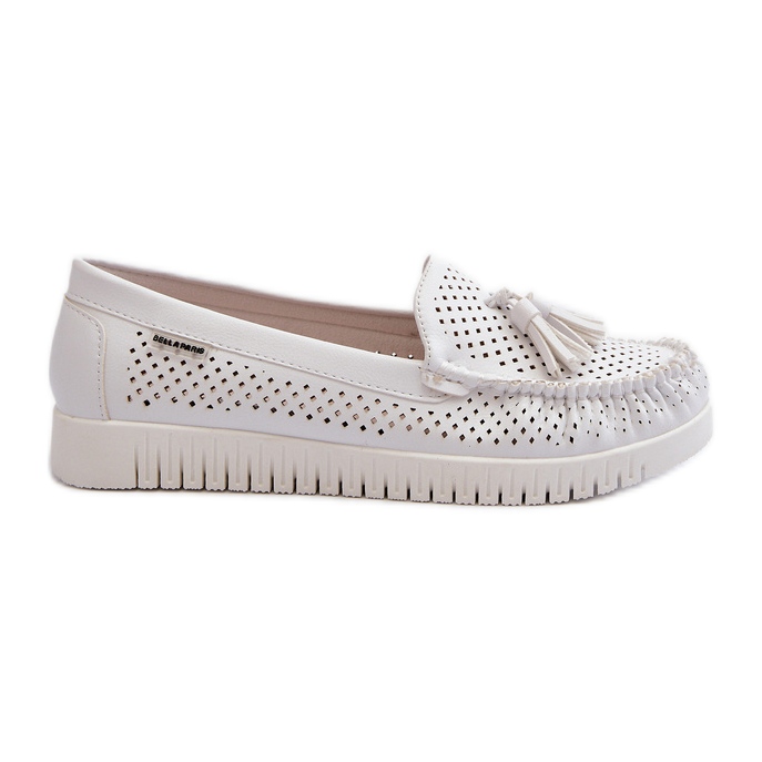 Mocasines de Mujer Calados en Piel Ecológica, Tinami Blanco