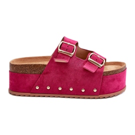 Chanclas De Mujer Con Plataforma Enorme Y Hebillas Fucsia Cremila rosado