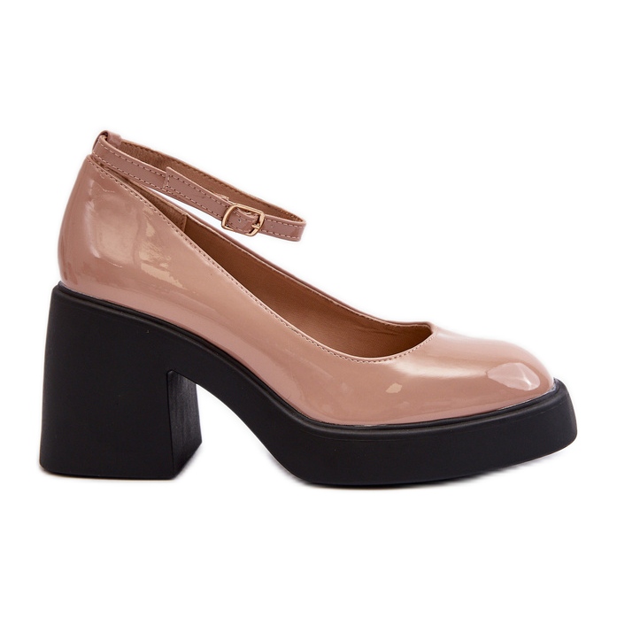 Salón de charol con tacones enormes, beige oscuro Effiba