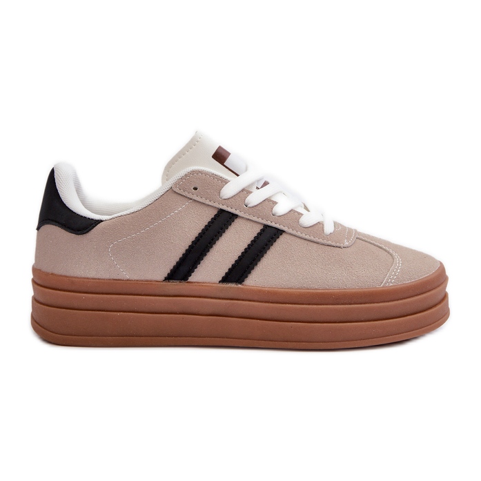 Zapatillas Mujer Plataforma Beige y Negro Egelia